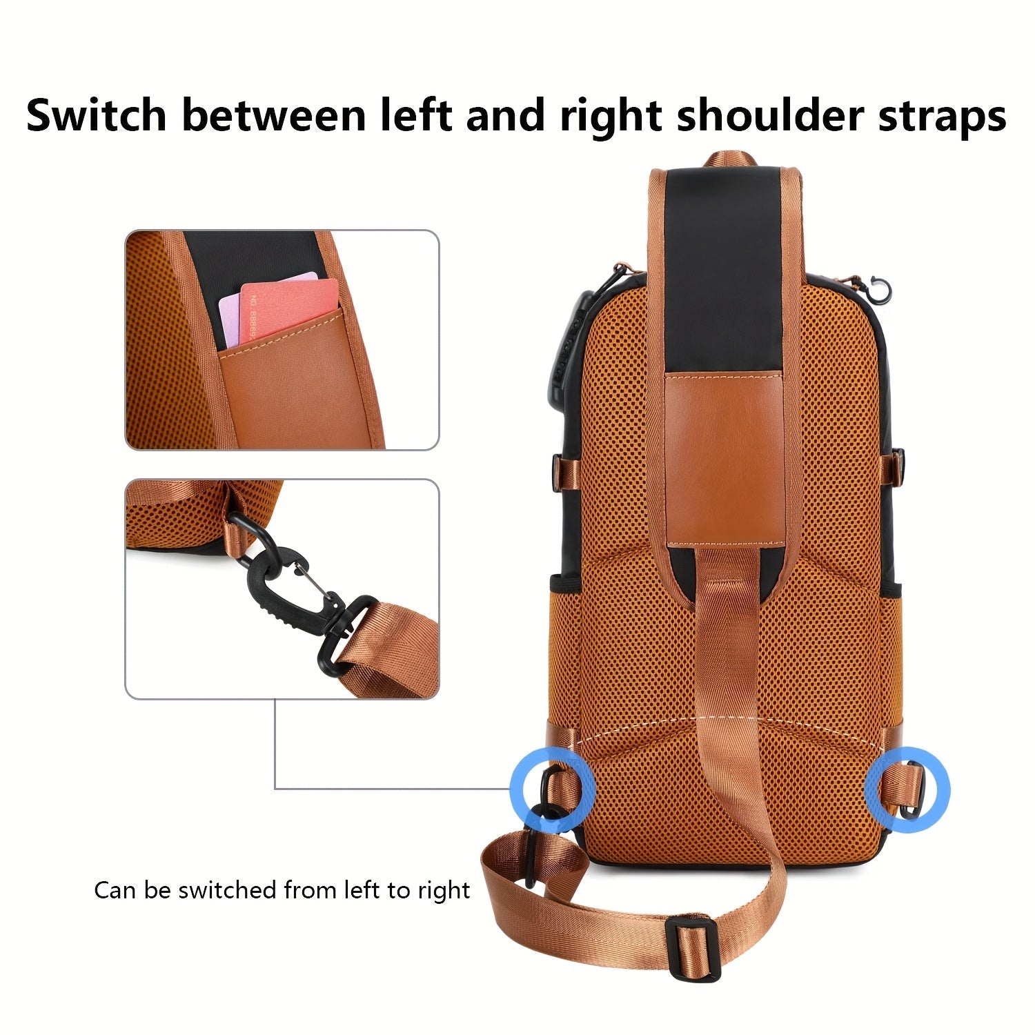 Anti-Theft Sling Bag Men Crossbody Chest Backpack USB Waterproof Travel Bag