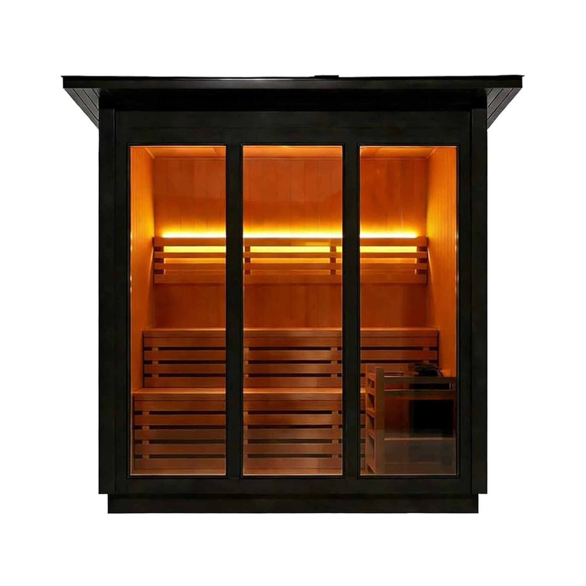 Custom 4-Person Luxury Canadian Hemlock Outdoor Steam Sauna With Heater And Stones [Made-To-Order] (SAK79406)