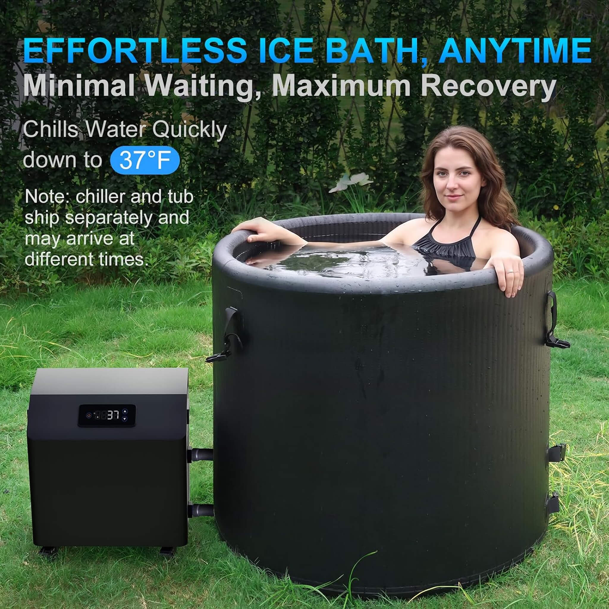 FCP Premium XL 120 Gal Cold Plunge Tub Kit With 1HP Chiller, Filter, And Pump (SAK92632)